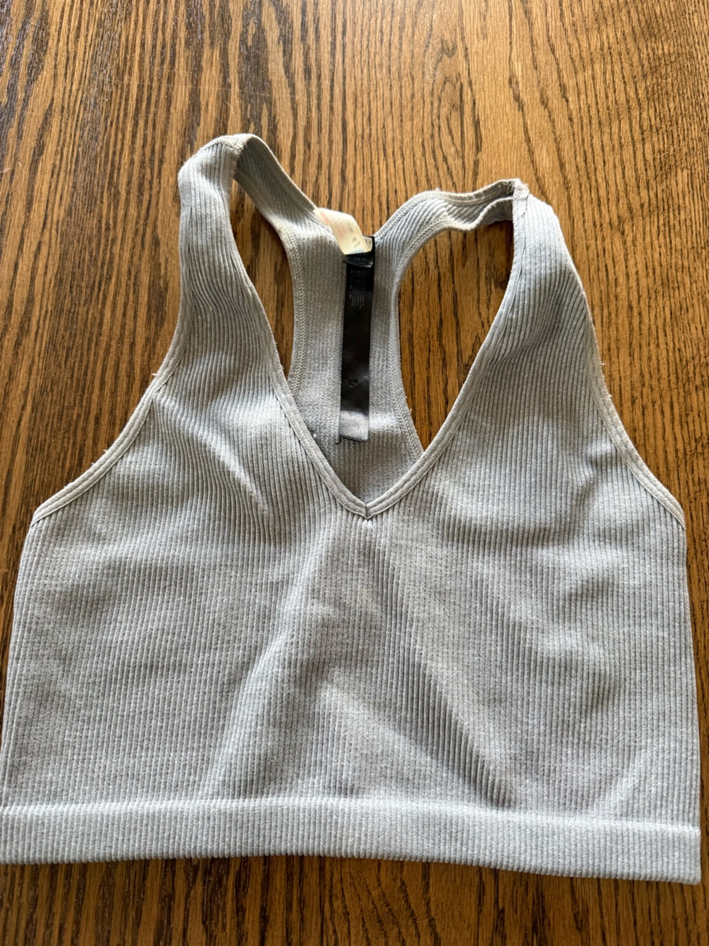 FP Movement by Free People Light Gray Ribbed Racerback Tank